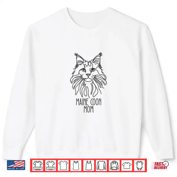 Sweatshirt Line Art Best Cat Mom Women Maine Coon Cat Shirt