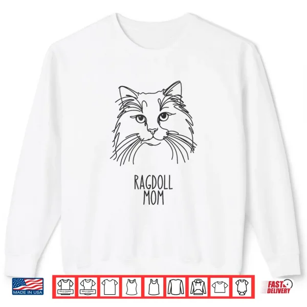 Sweatshirt Line Art Best Cat Mom Women Ragdoll Cat Shirt