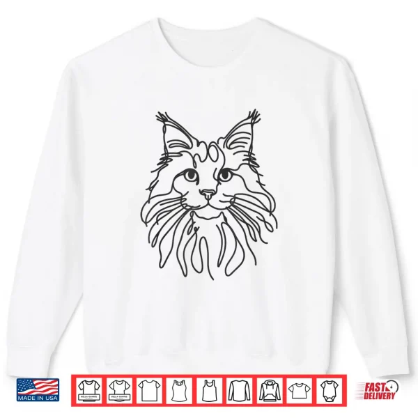 Sweatshirt Line Art Dad Mom Cat Maine Coon Cat Shirt