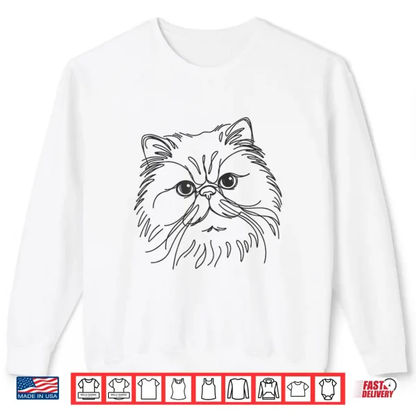 Sweatshirt Line Art Dad Mom Cat Persian Cat Shirt for Men Women