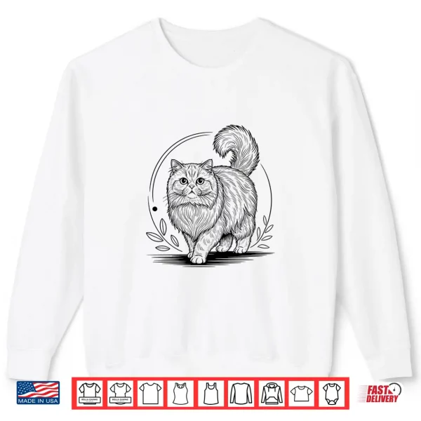 Sweatshirt Line Art Persian Cat Minimalist Shirt