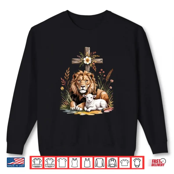 Sweatshirt Lion of Judah Lamb of God Christian Cross Faith Symbol Comfort Colors Crop Top