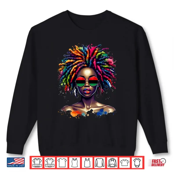 Sweatshirt Locd Hair Art Black Queen Afro Woman Juneteenth Shirt