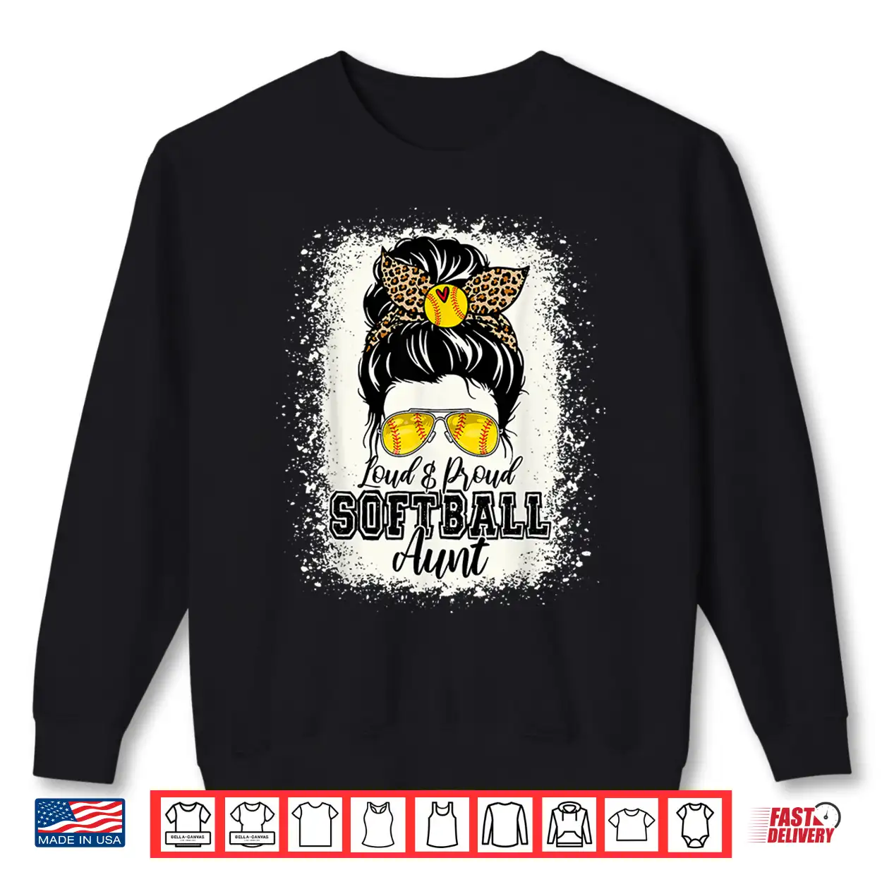 Loud & Proud Softball Aunt Messy Bun Auntie Mothers Day Shirt Loud & Proud Softball Aunt Messy Bun Auntie Mothers Day Shirt