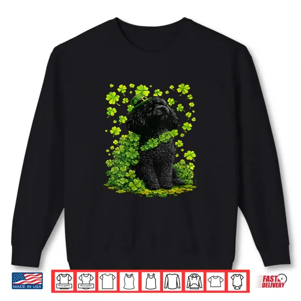 Sweatshirt Lucky Poodle with Shamrocks Clovers Cute Dog St Patricks Day Shirt