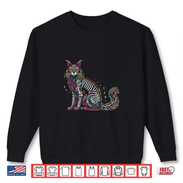 Sweatshirt Maine Cat Lover Dia De Los Muertos Mexican Professional Graphic Shirt