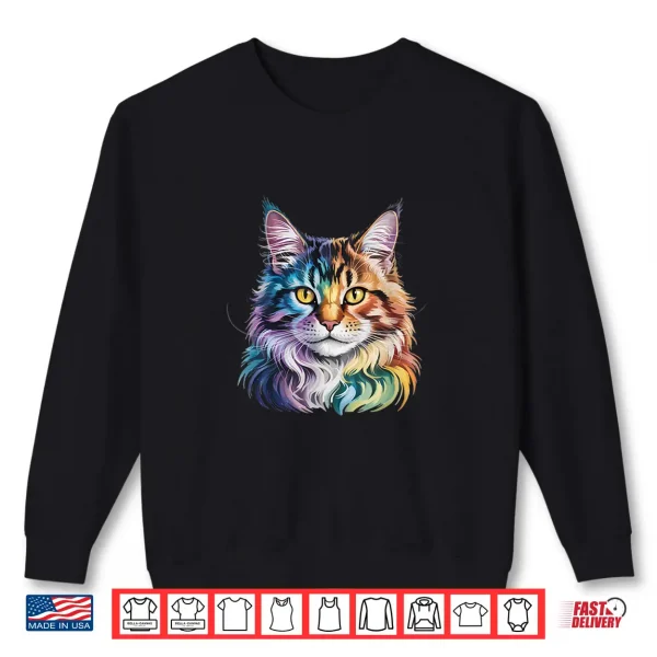 Sweatshirt Maine Coon Cat Art Professional Minimalist Modern Graphic Shirt