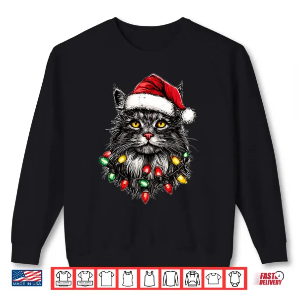 Sweatshirt Maine Coon Cat Christmas Hat Xmas Shirt