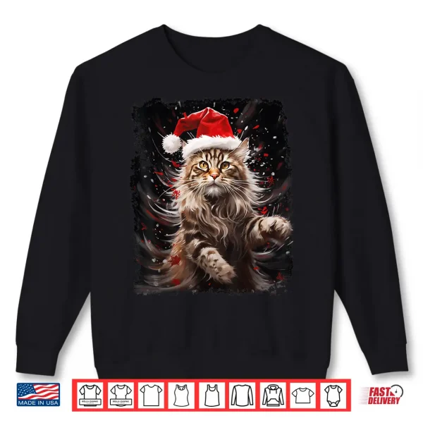 Sweatshirt Maine Coon Cat Christmas Professional Minimalist Modern Graphic Shirt