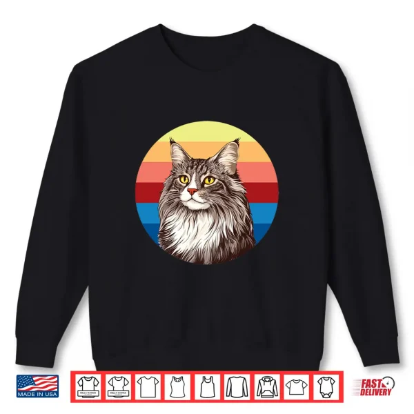 Sweatshirt Maine Coon Cat Gift Retro Colors for Animal Lovers Shirt