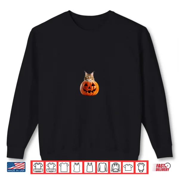 Sweatshirt Maine Coon Cat In Your Pocket Halloween Pumpkin Shirt