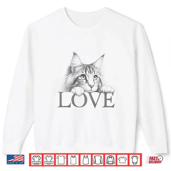 Sweatshirt Maine Coon Cat Love Design Professional Minimalist Modern Graphic Shirt