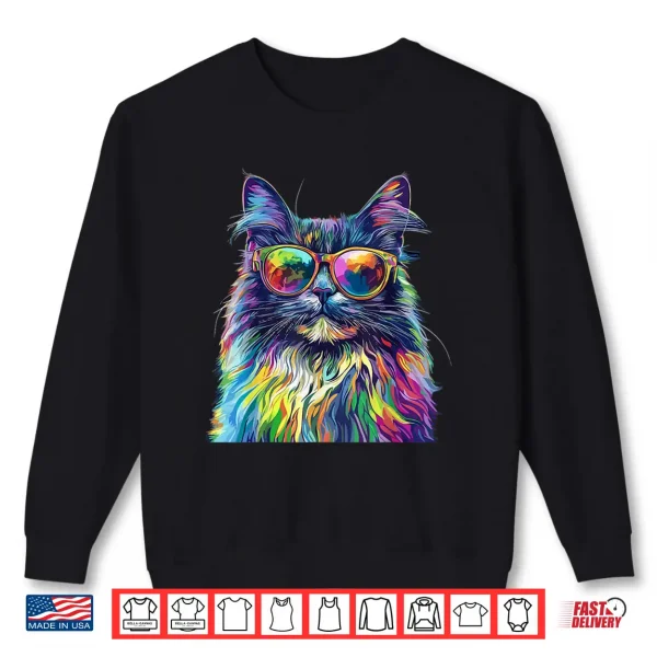 Sweatshirt Maine Coon Cat Lover Wearing Pop Art Funny Maine Coon Cat Shirt