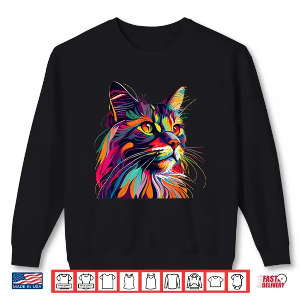 Sweatshirt Maine Coon Cat Lovers Colorful Pop Art Maine Coon Shirt