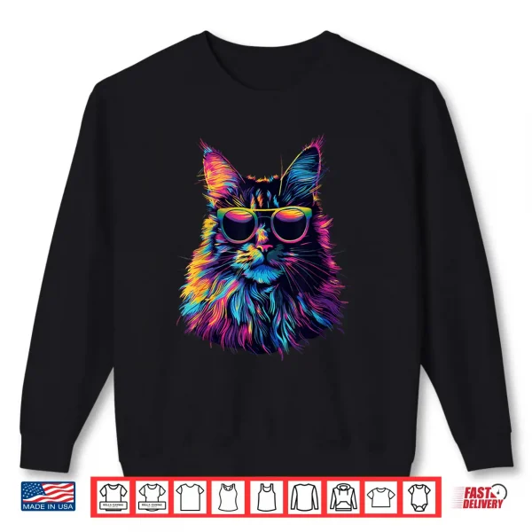 Sweatshirt Maine Coon Cat Lovers Design Pop Art Funny Maine Coon Cat Shirt