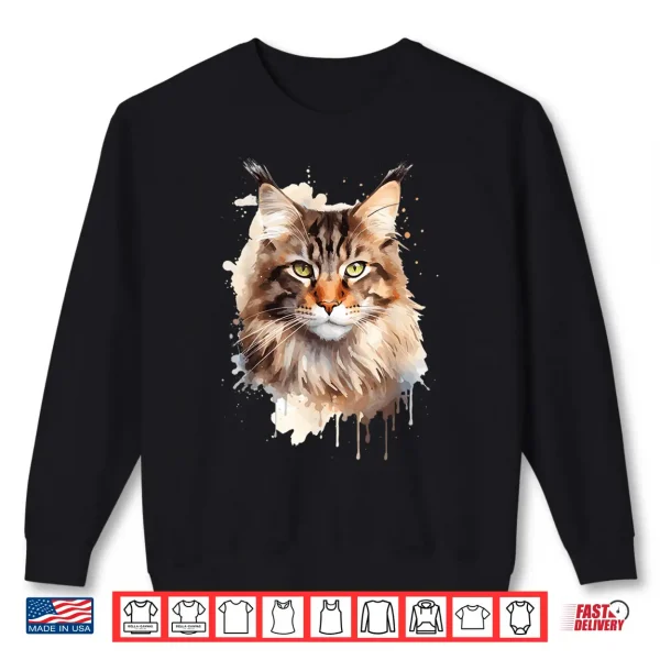 Sweatshirt Maine Coon Cat Lovers Design Pop Art Maine Coon Cat Shirt