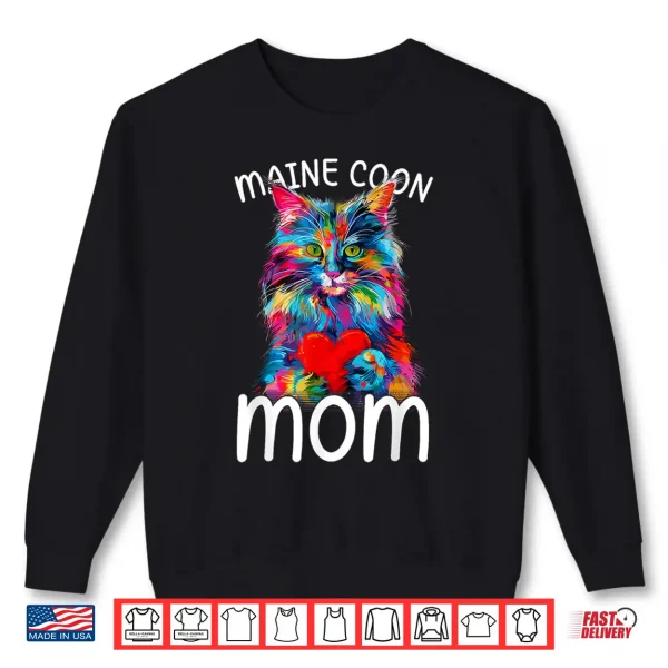 Sweatshirt Maine Coon Cat Lovers Heart Design Womens Maine Coon Cat Mom Shirt