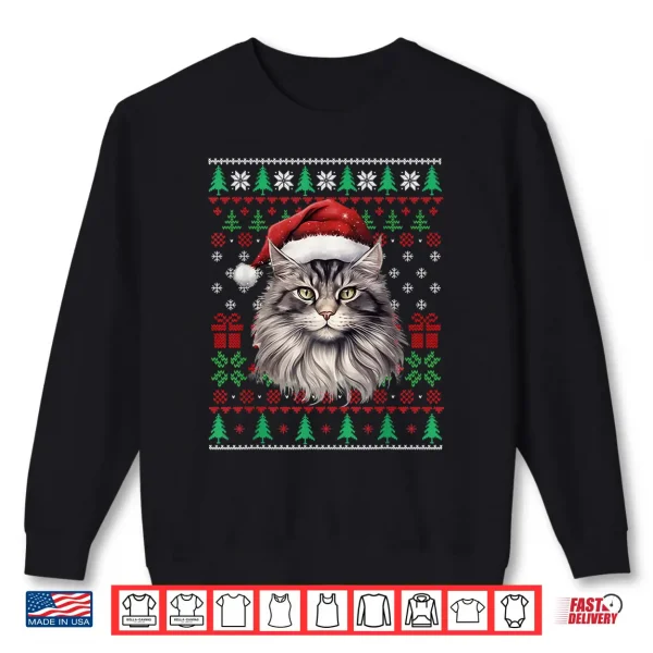 Sweatshirt Maine Coon Cat Meowy Ugly Sweater Cat Christmas Shirt