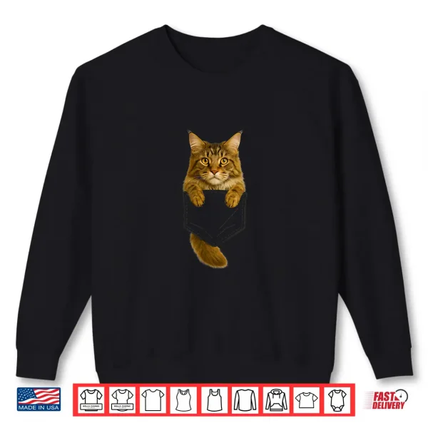 Sweatshirt Maine Coon Cat Pocket Funny Gifts Cat Lover Cat Mom Cat Dad Shirt