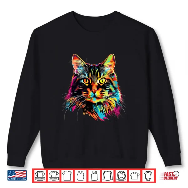 Sweatshirt Maine Coon Cat Pop Art Design Maine Coon Lovers Shirt