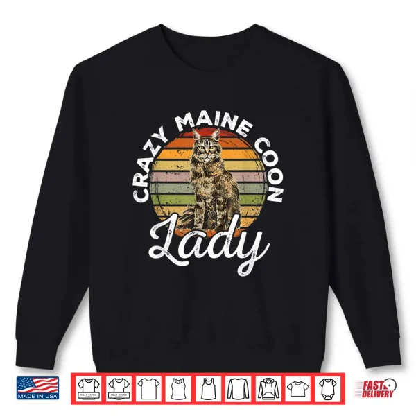 Sweatshirt Maine Coon Cat Retro Vintage Crazy Maine Coon Lady Shirt
