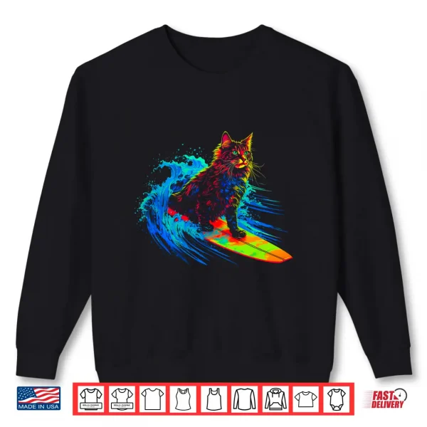 Sweatshirt Maine Coon Cat Surfing Shirt
