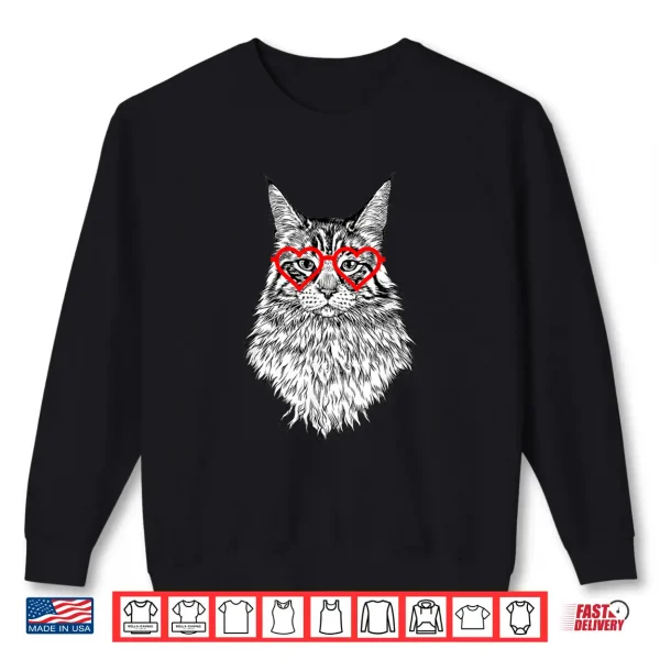 Sweatshirt Maine Coon Cat Valentines Day Cat Mom Cat Lover Shirt