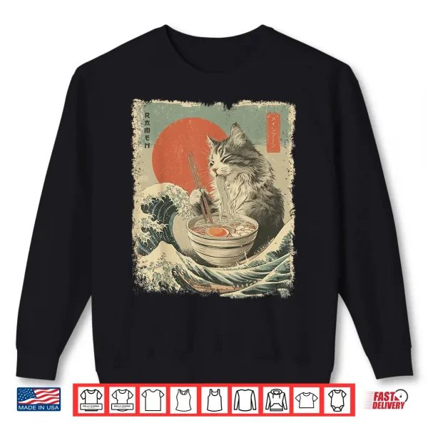 Sweatshirt Maine Coon Cat Vintage Ramen Japanese Noodles Shirt