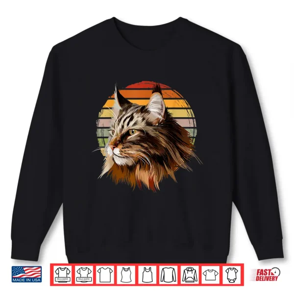 Sweatshirt Maine Coon Cat Vintage Retro Professional Graphic Shirt