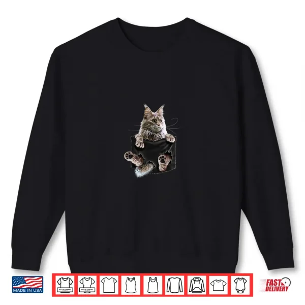 Sweatshirt Maine Coon Cat in Pocket Shirt