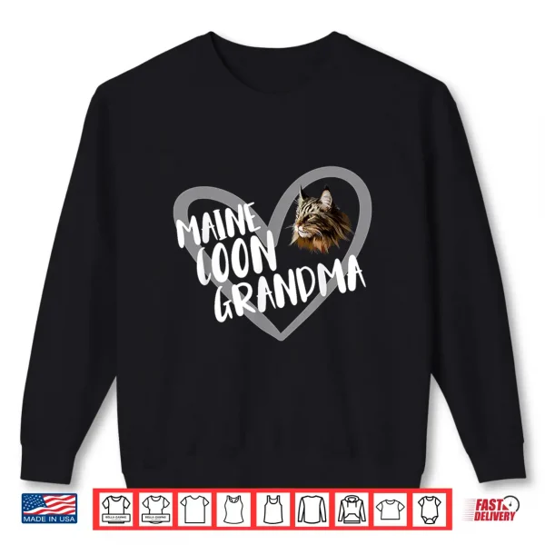 Sweatshirt Maine Coon Grandma Heart Funny Maine Coon Cat Lover Shirt