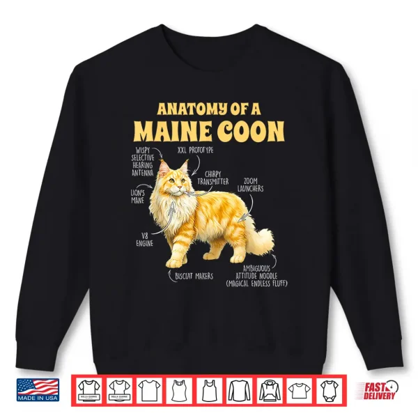 Sweatshirt Maine Coon Lover Cat Mom Cat Mama Anatomy Of A Maine Coon Shirt