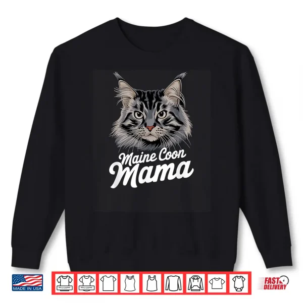 Sweatshirt Maine Coon Mama Cat Professional Minimalist Modern Graphic Shirt
