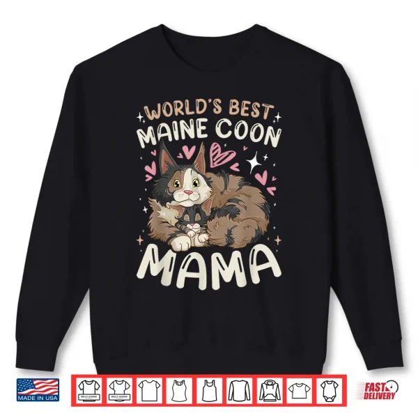 Sweatshirt Maine Coon Mama Cat with Kitten Mothers Day Shirt