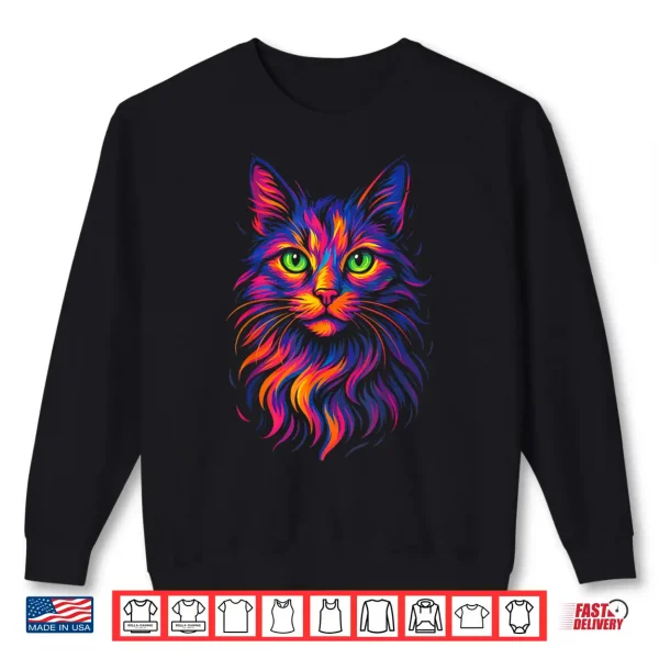 Sweatshirt Maine Coon Pop Art Cat Lovers Abstract Animal Shirt