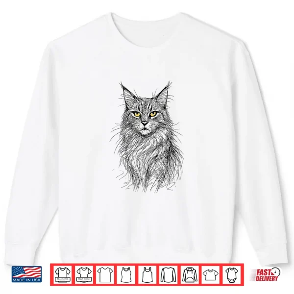 Sweatshirt Majestic Maine Coon Cat Portrait Golden Eyes Shirt