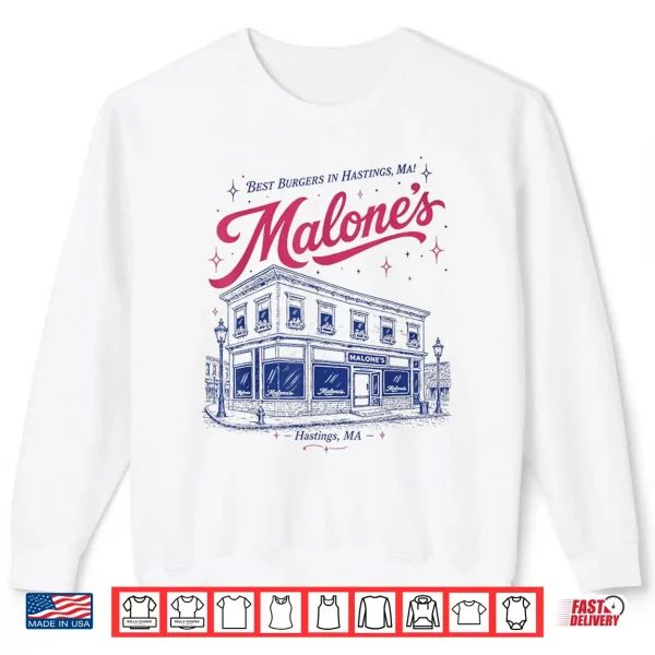 Sweatshirt Malones Bar Best Burgers Hastings MA Shirt