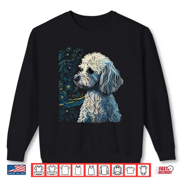 Sweatshirt Maltipoo Starry Night Van Gogh Maltipoo Mom Dad Owner Shirt