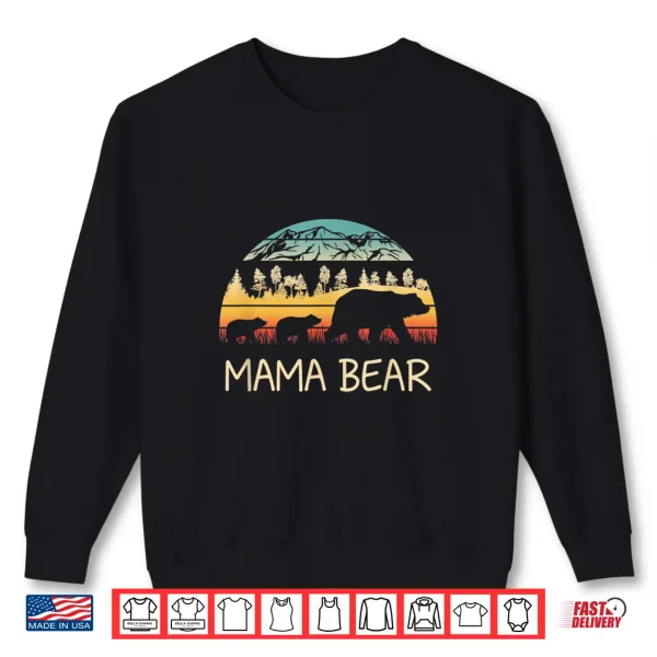 Sweatshirt Mama Bear with 2 Cubs Shirt Retro Mountains Mothers Day