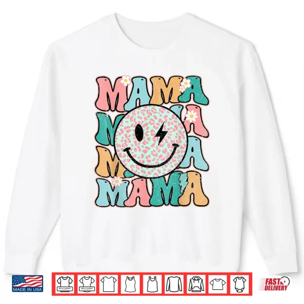 Sweatshirt Mama Leopard Smile Bolt Lightning Checkered Groovy Mom Life Shirt