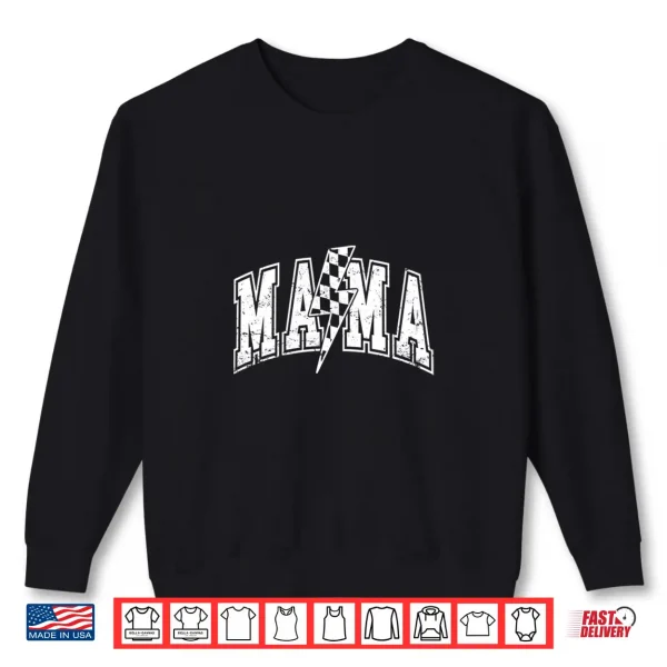 Sweatshirt Mama Lightning Bolt Checkered Varsity Mom Women Mothers Day Shirt