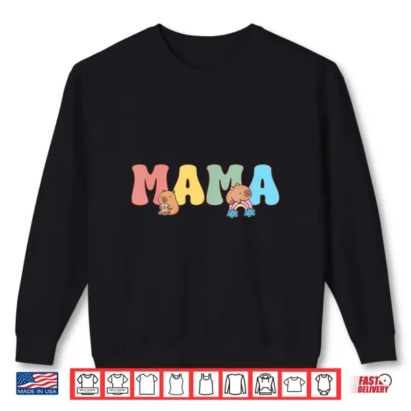 Sweatshirt Mama of The Birthday Girl Capybara Boba Milk Tea Birthday Shirt