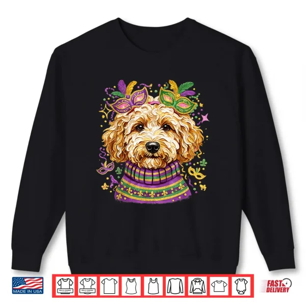 Sweatshirt Mardi Gras Dog Shirt Cute Doodle Poodle Carnival Purple Shirt