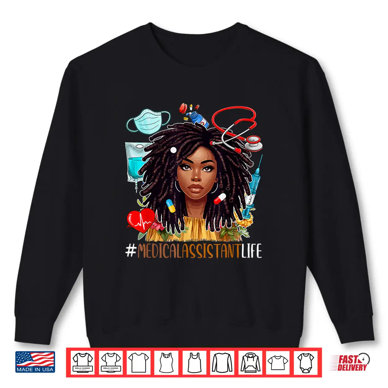 Medical Assistant Costume Afro Woman Proud Black History Shirt Medical Assistant Costume Afro Woman Proud Black History Shirt
