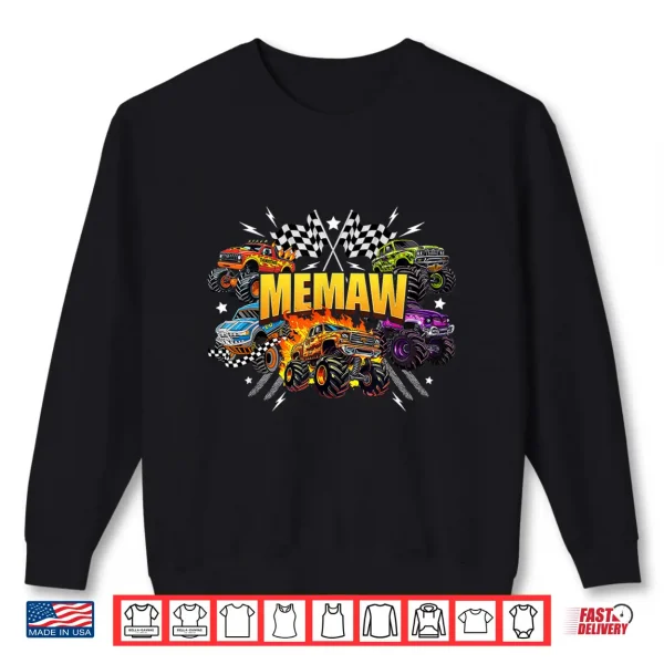 Sweatshirt Memaw Retro Monster Truck Family Crew Birthday Matching Shirt