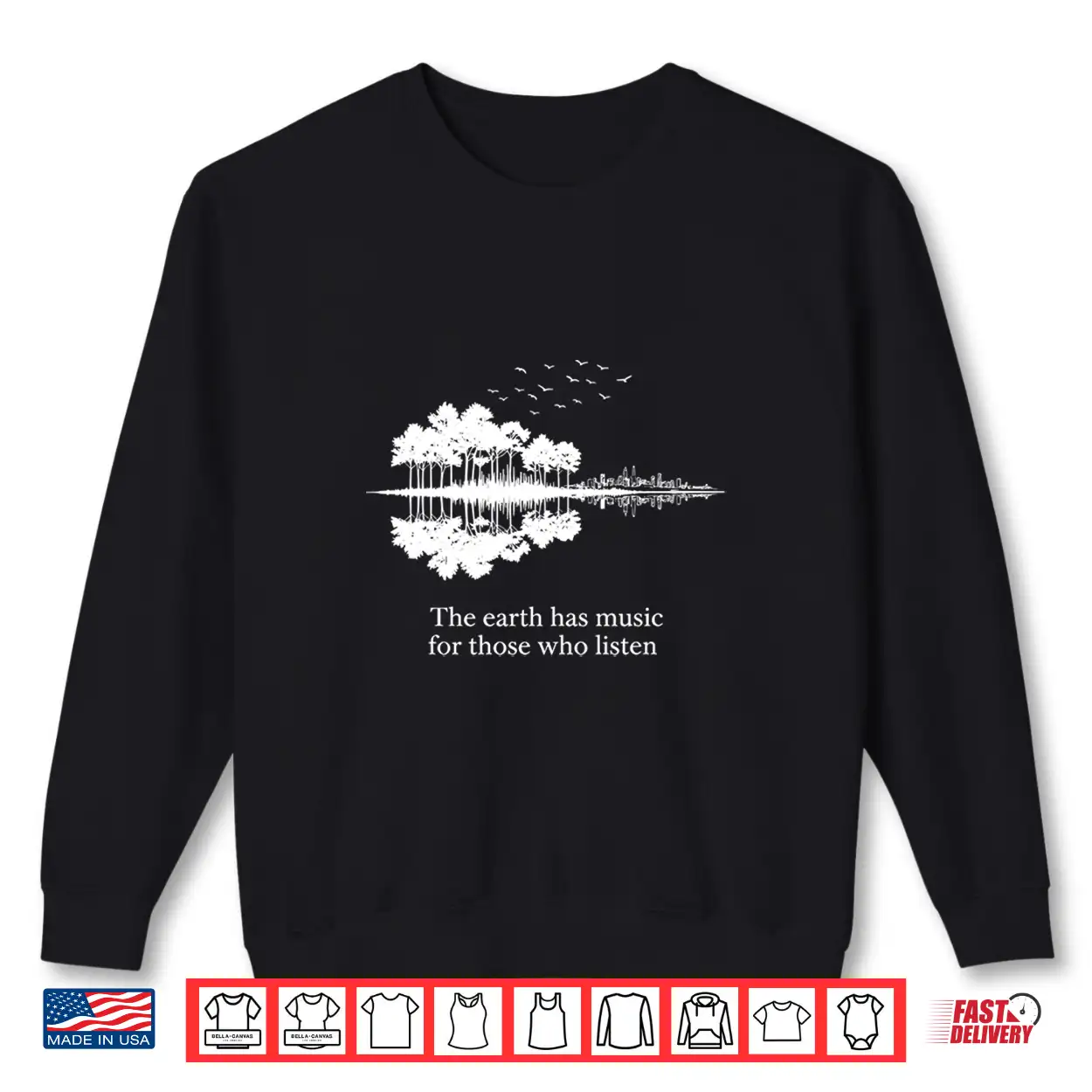 Mens Acoustic Guitar Earth Has Music For Those Who Listen Performance Shirt