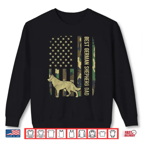 Sweatshirt Mens Best German Shepherd Dog Dad Camouflage American Flag Gift Shirt