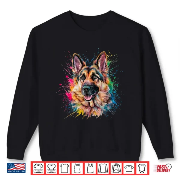 Sweatshirt Mens Colourful Watercolour German Shepherd Dog Shirt