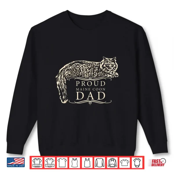Sweatshirt Mens Proud Maine Coon Cat Dad gold inspired Shirt