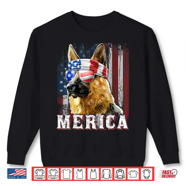 Sweatshirt Merica German Shepherd Dog Fourth Of July American Flag Shirt